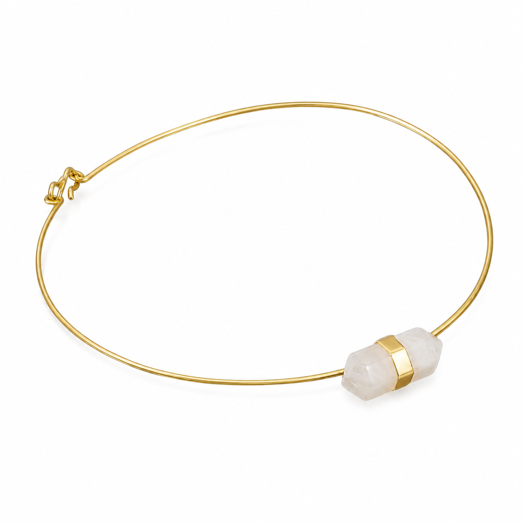 ANUVA Solar Eclipse Choker Gold Brass Wire with Stone Bead