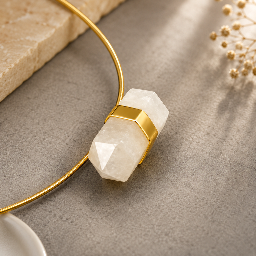 ANUVA Solar Eclipse Choker Gold Brass Wire with Stone Bead