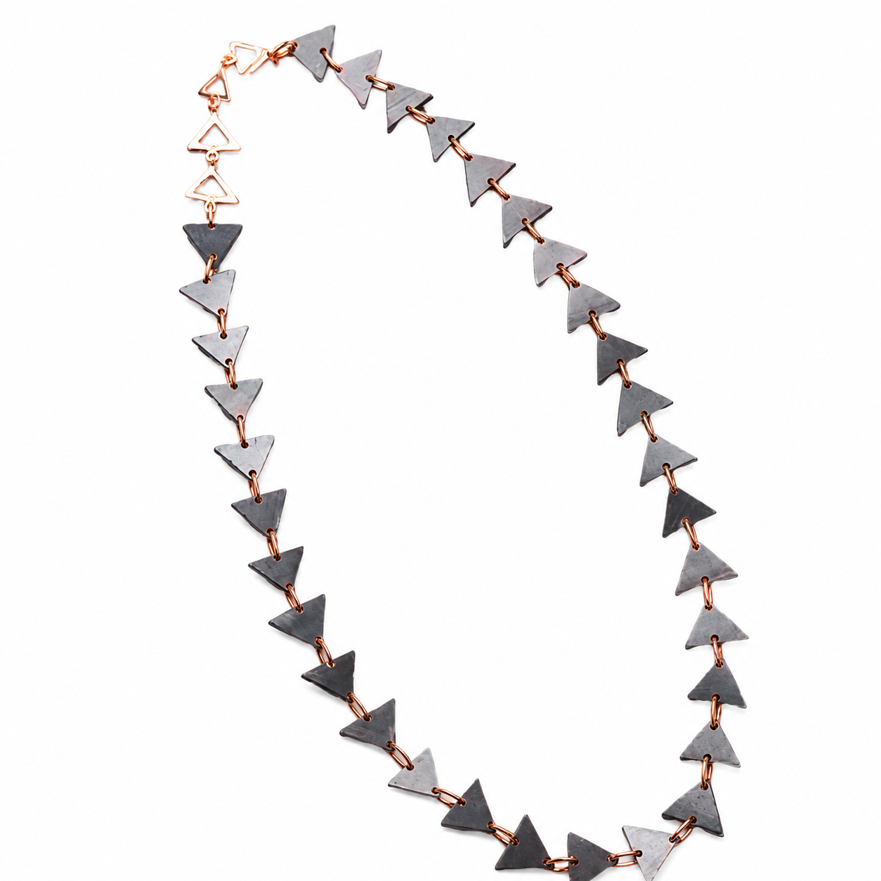 ANUVA Queops Necklace Black Horn Triangle Link Statement