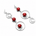 ANUVA Cosmos Dangle Earrings Silver Brass Orbit & Red Stone