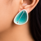 ANUVA Deep Lakes Ceramic Stud Earrings Blue Crackle Glaze