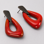 ANUVA Organic Ceramic Stud Earrings Red Sculptural Drop