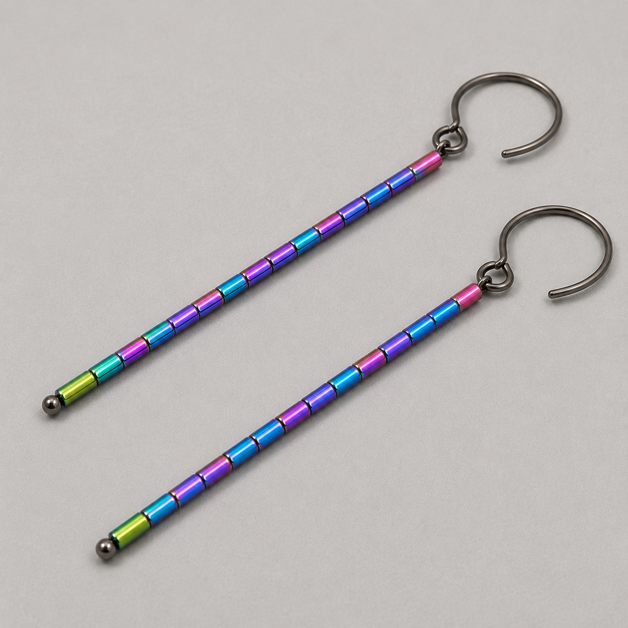 ANUVA Overnight Dangle Earrings Blue Semi-Precious Bar Drop