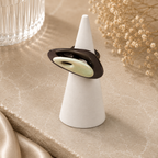 ANUVA Organic Ceramic Ring Black & Mint Sculptural Statement
