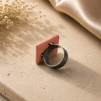 ANUVA The 80s Disco Ring Orange Brass & Ceramic Retro Bold