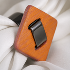 ANUVA The 80s Disco Ring Orange Brass & Ceramic Retro Bold