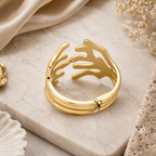 ANUVA Golden Tide Sculpted Coral Cuff Bracelet Gold Stainless Steel