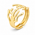 ANUVA Golden Tide Sculpted Coral Cuff Bracelet Gold Stainless Steel