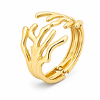 ANUVA Golden Tide Sculpted Coral Cuff Bracelet Gold Stainless Steel