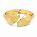 ANUVA Leaf Whisper Luxe Cuff Bracelet Gold Stainless Steel Feather