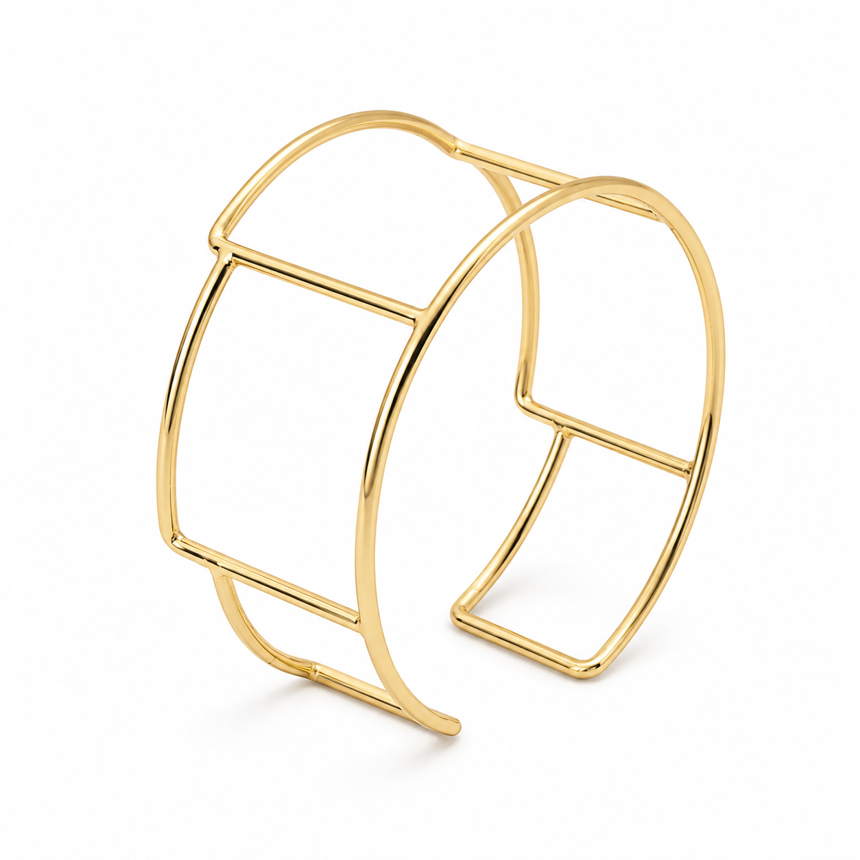 ANUVA Chic Gold-Toned Geometric Open Cuff Bracelet Brass Minimal