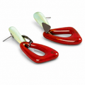 ANUVA Organic Double Ceramic Dangle Earrings Red & Mint