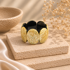 ANUVA Crackle Stone & Black Resin Wide Stretch Bracelet Bold