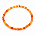 ANUVA Orange Agate Stripe Bead Stretch Bracelet Gold Accents