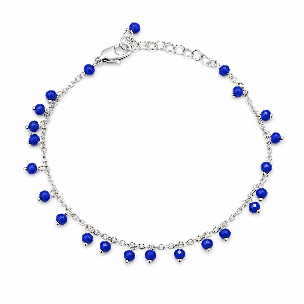 ANUVA Silver Tone Chain Bracelet with Blue Crystal Accents