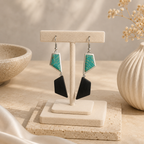 ANUVA Turquoise Stone & Black Wood Geometric Dangle Earrings