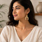 ANUVA Brass Arch & Disc Drop Earrings Modern Minimal Handmade