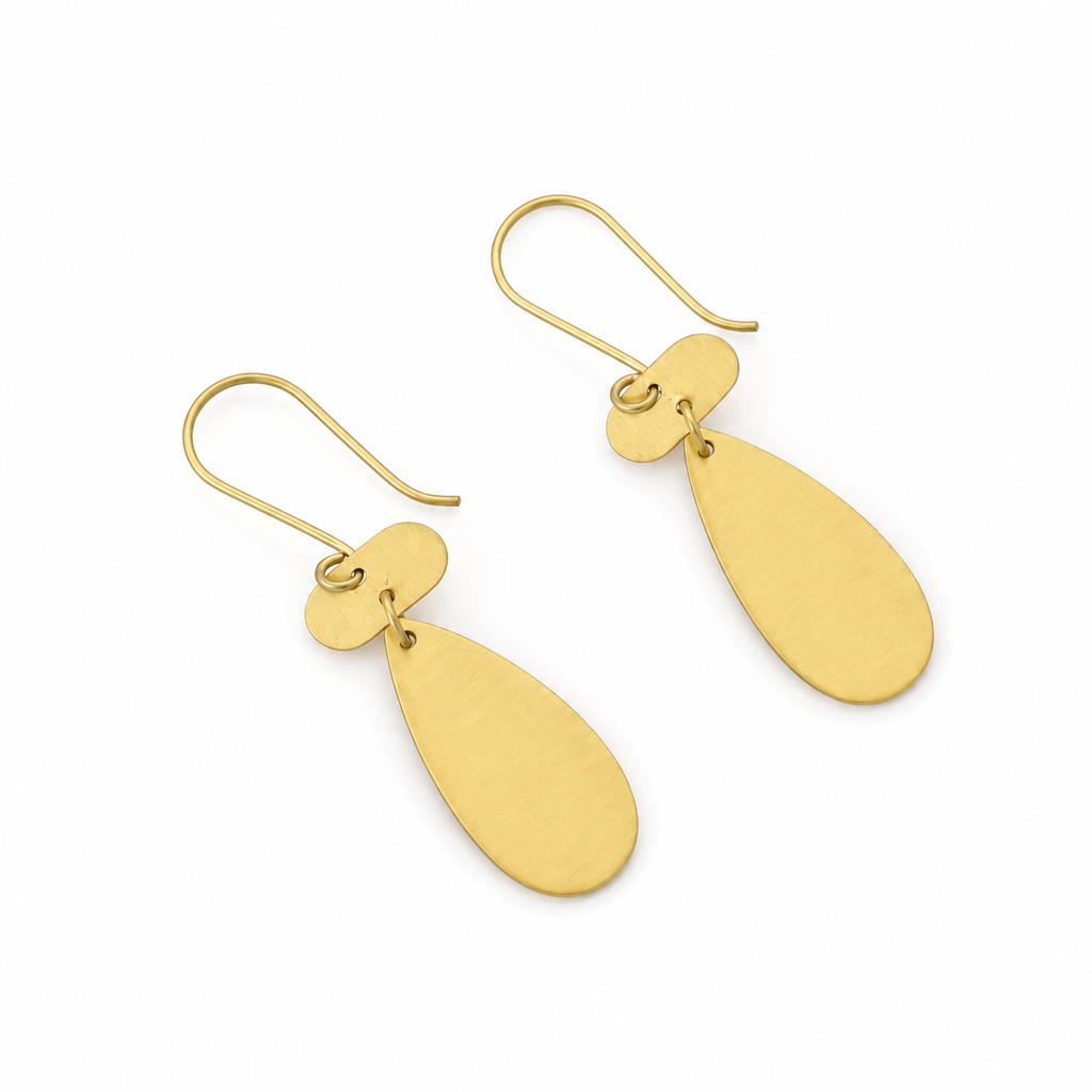ANUVA Brass Disc & Teardrop Drop Earrings Sleek Everyday Shine