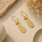 ANUVA Brass Disc & Teardrop Drop Earrings Sleek Everyday Shine