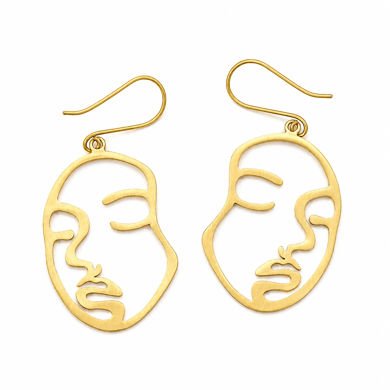 ANUVA Abstract Face Outline Brass Earrings Artistic Line Design