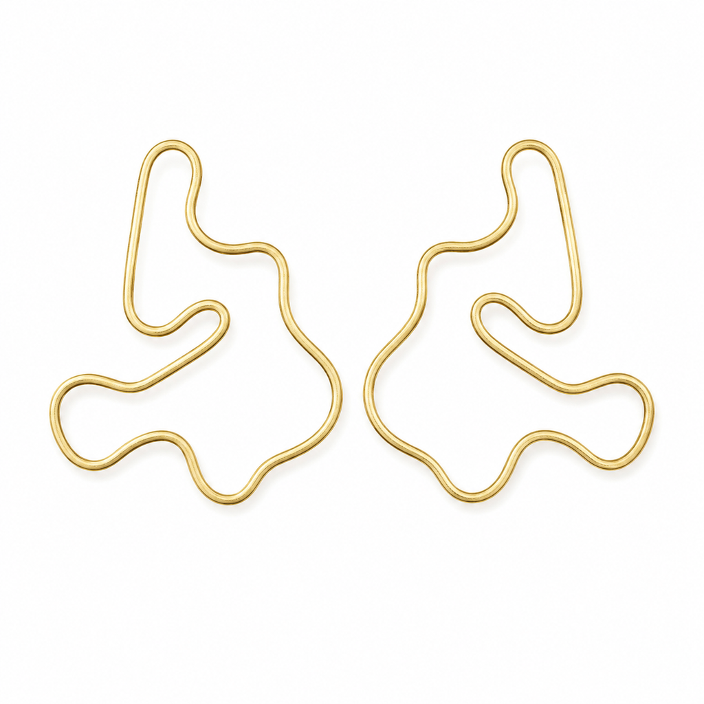 ANUVA Abstract Organic Wire Brass Earrings Playful Modern Art