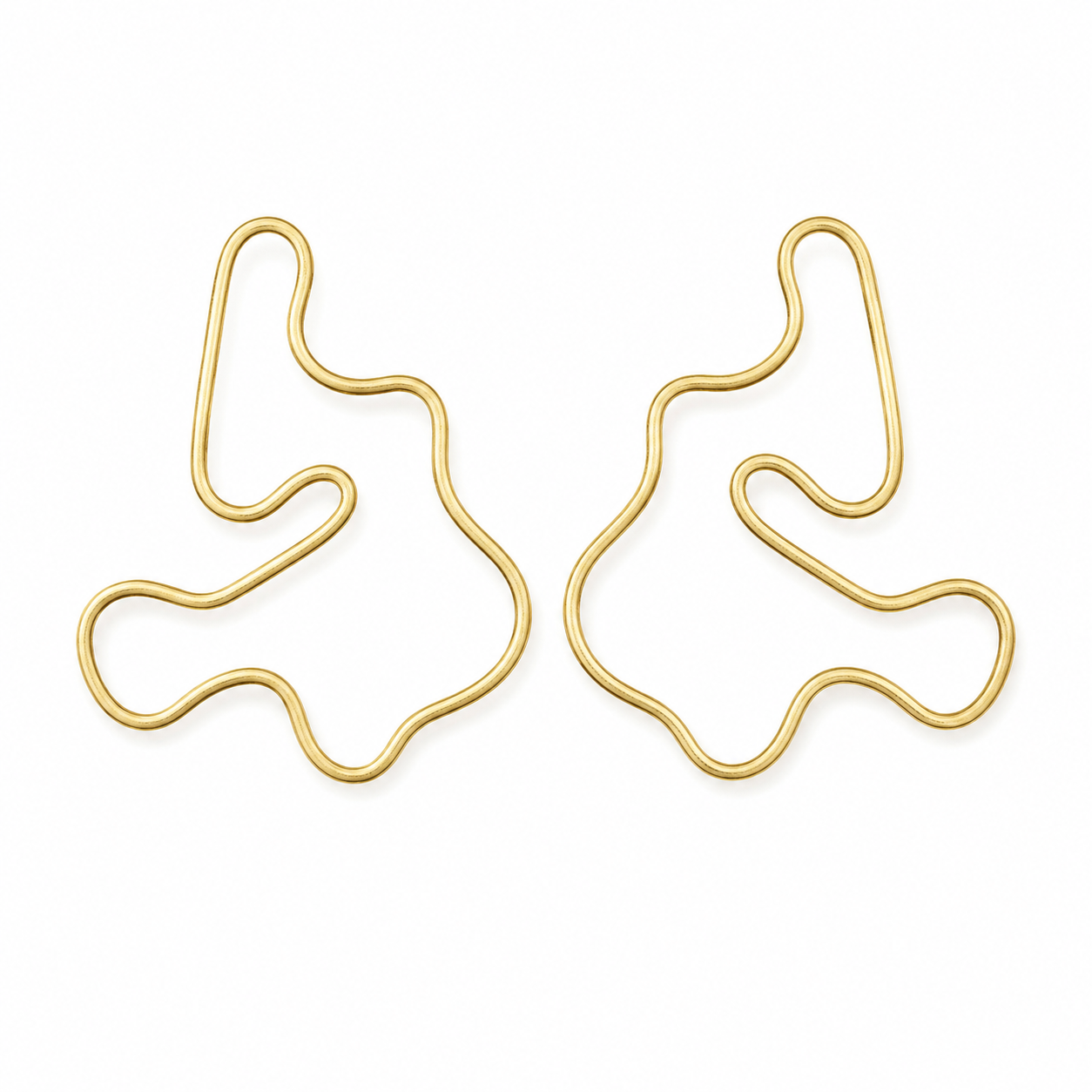 ANUVA Abstract Organic Wire Brass Earrings Playful Modern Art