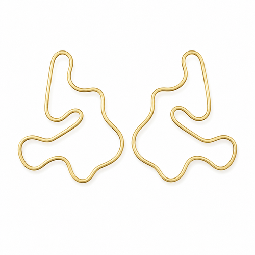 ANUVA Abstract Organic Wire Brass Earrings Playful Modern Art