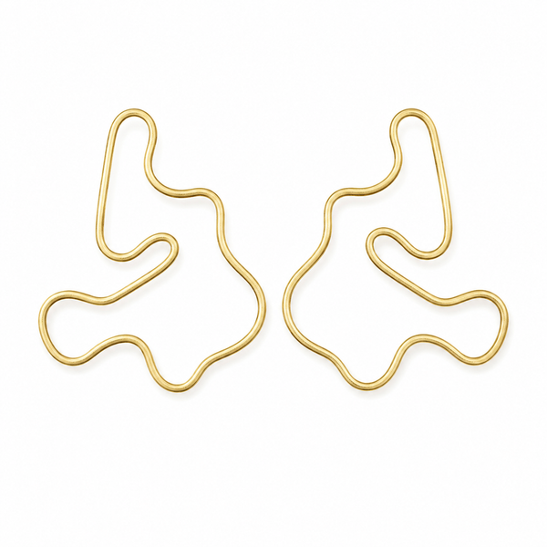 ANUVA Abstract Organic Wire Brass Earrings Playful Modern Art