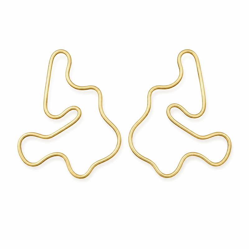 ANUVA Abstract Organic Wire Brass Earrings Playful Modern Art