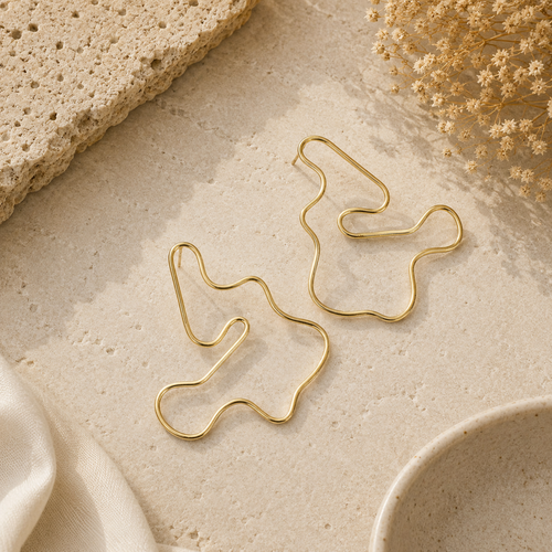 ANUVA Abstract Organic Wire Brass Earrings Playful Modern Art