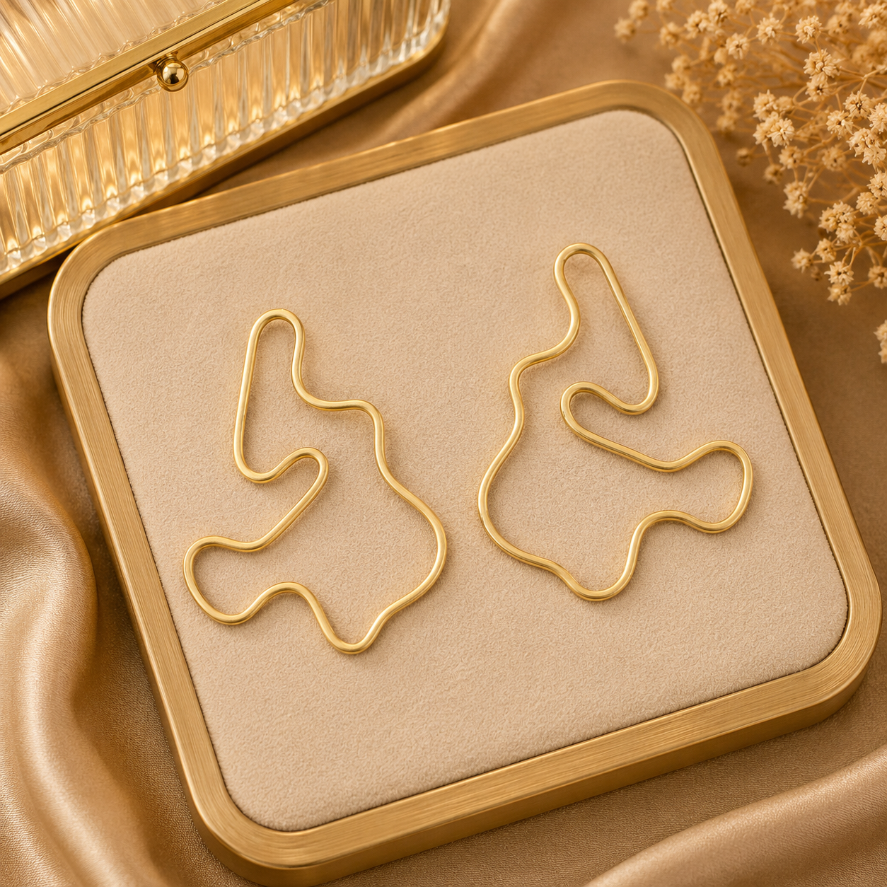 ANUVA Abstract Organic Wire Brass Earrings Playful Modern Art