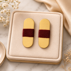 ANUVA Brass Capsule Earrings with Burgundy Thread Wrap Minimal