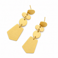 ANUVA Brass Disc Chain & Shield Drop Earrings Geometric Look