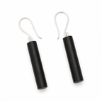 ANUVA Black Ebony Wood Cylinder Drop Earrings Minimal Column