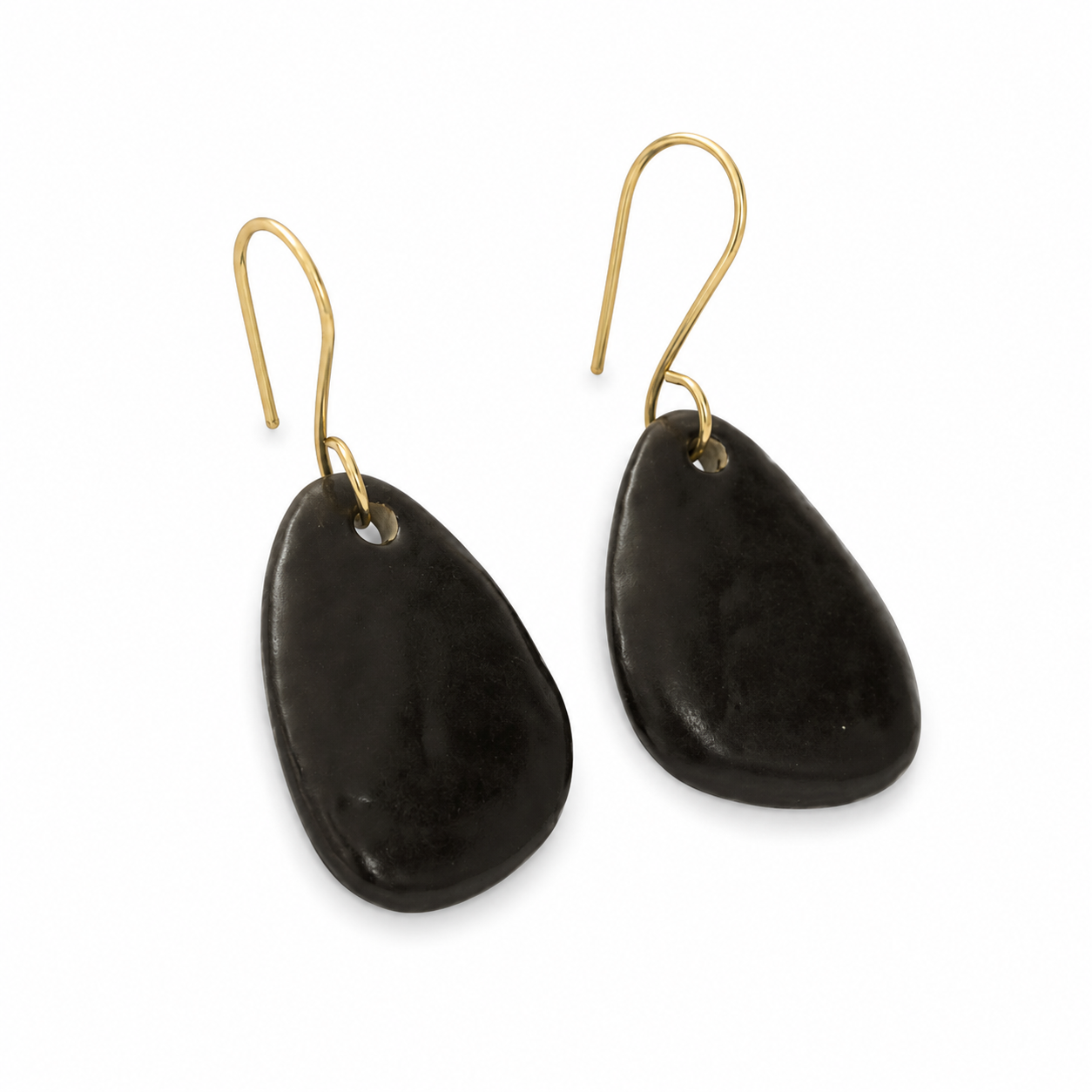 ANUVA Dark Ceramic Pebble Drop Earrings Earthy Organic Minimal