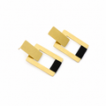 ANUVA Brass Double Rectangle Earrings with Black Thread Modern