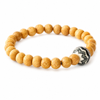 ANUVA Wood Bead Stretch Bracelet with Ceramic Zigzag Focal