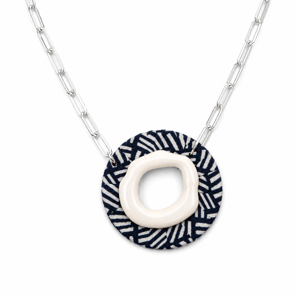 ANUVA Silver Tone Paperclip Link Chain Necklace Minimal Modern