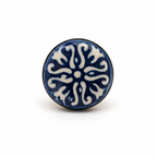 ANUVA Blue Floral Ceramic Statement Ring Hand-Painted Artisan