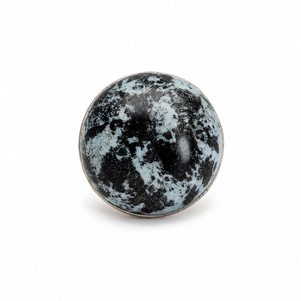 ANUVA Marble Speckle Ceramic Statement Ring Black & White