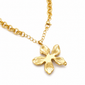 ANUVA Gold-Toned Fleur Sculpt Pendant Necklace Brass Flower Chain