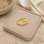 ANUVA Gold-Toned Elara Spark Ring Brass Crystal Bypass Wrap