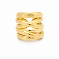 ANUVA Gold-Toned Twisted Wrap Ring Brass Crossover Statement
