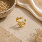 ANUVA Nova Melt Gold-Toned Ring Brass Organic Sculptural Open